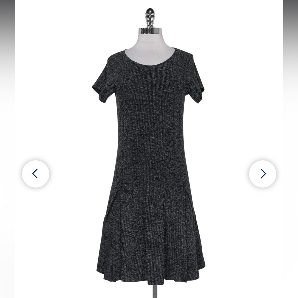 Theory black and white drop waist pleated dress • Small